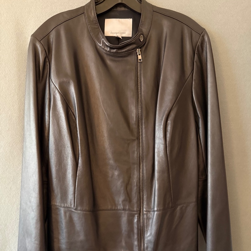 Navy Leather Jacket - Picture 2 of 7